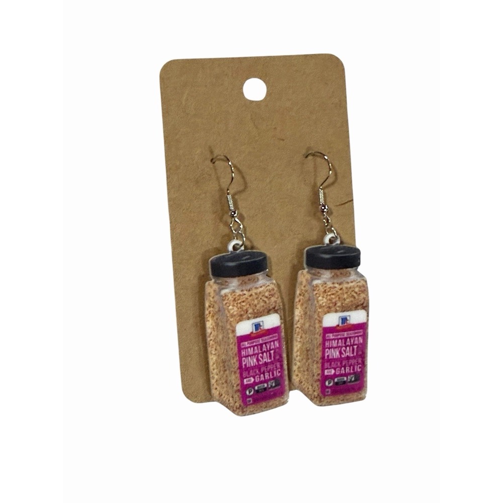 New Novelty Fashion Earrings pink salt seasoning‎ grill food dinner